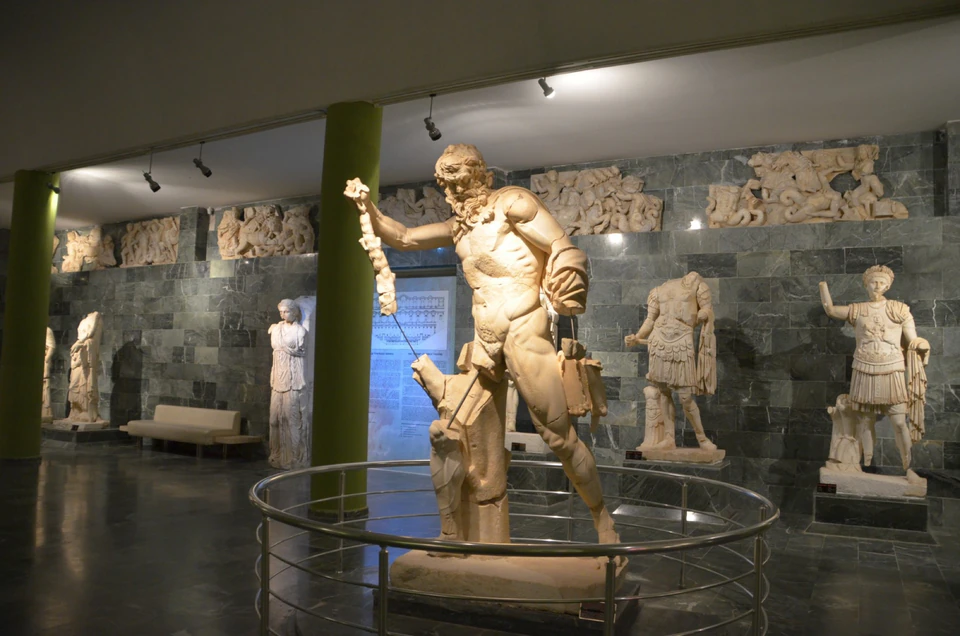 Roman marble statuary in the sculpture hall of the Antalya Archaeological Museum